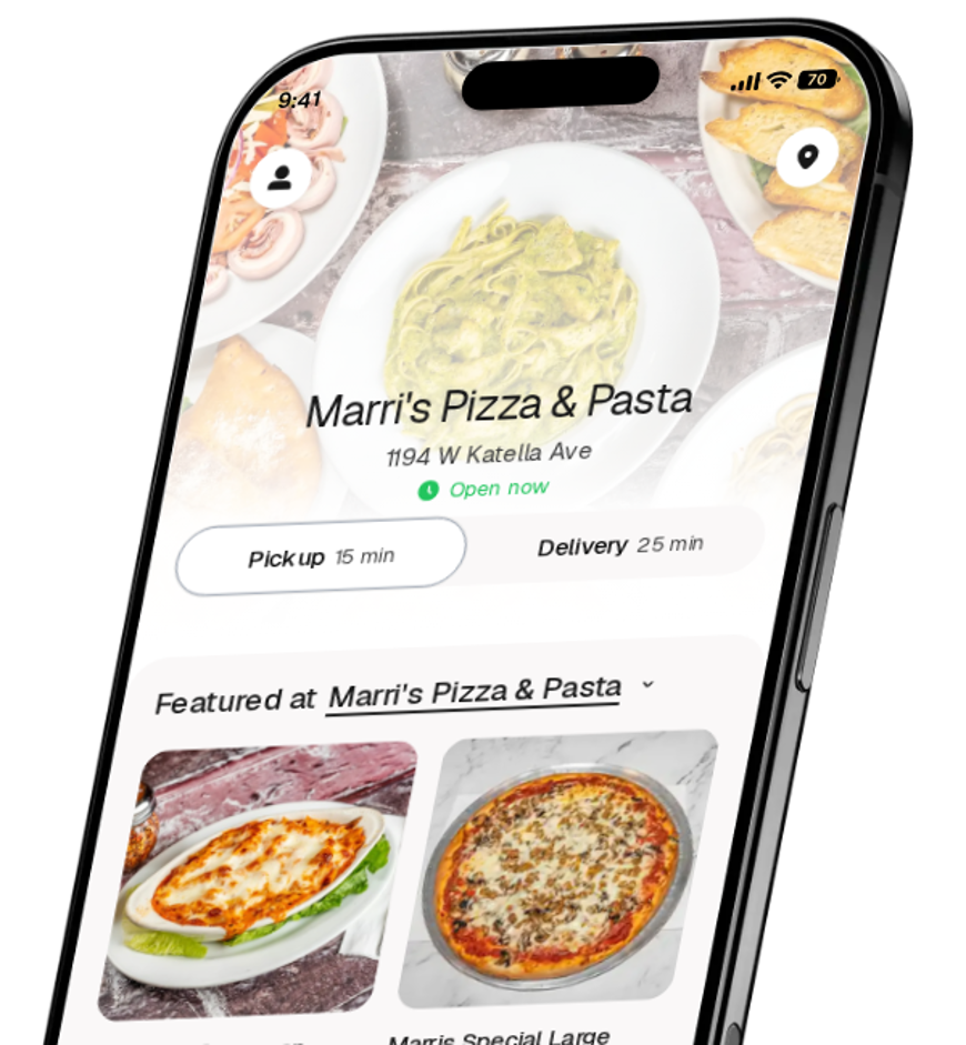 Marri's Pizza & Pasta app preview
